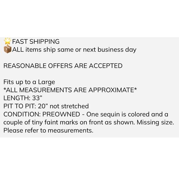 Scandal Made in Italy Tunic Top LARGE Gray Sequin Jersey Long Sleeve Scoop Neck - Picture 2 of 7